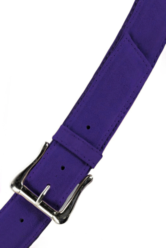 Violet purple women's dress belt, matching pumps and bags. Made to measure. Top view - Florence KOOIJMAN